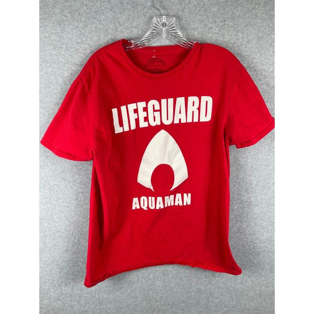 Lifeguard Aquaman T Shirt Mens L Red Short Sleeve DC Comics Supe Hero‎